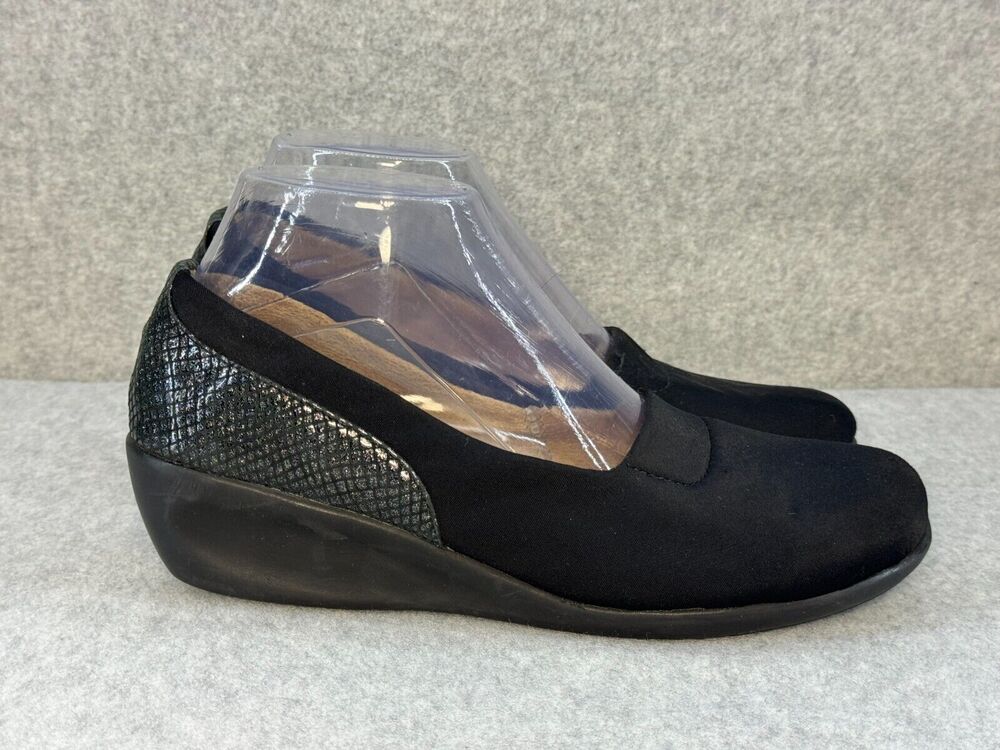 Ludolfo Cota Womens Size 8 Dress Casual Black Slip On Wedge w/ Snake Accent Side